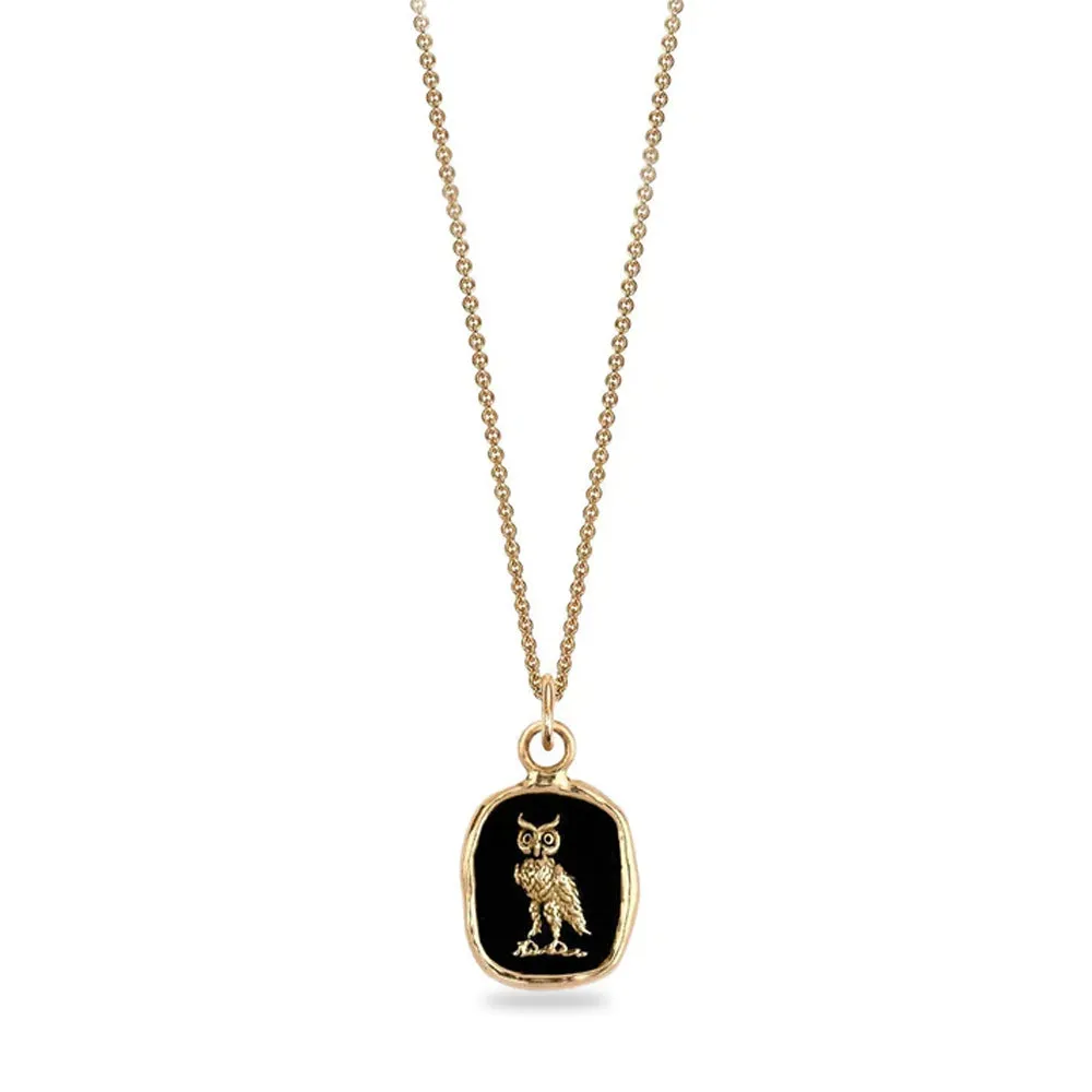 Yellow Gold Small Owl Talisman Necklace - "Watch Over Me"