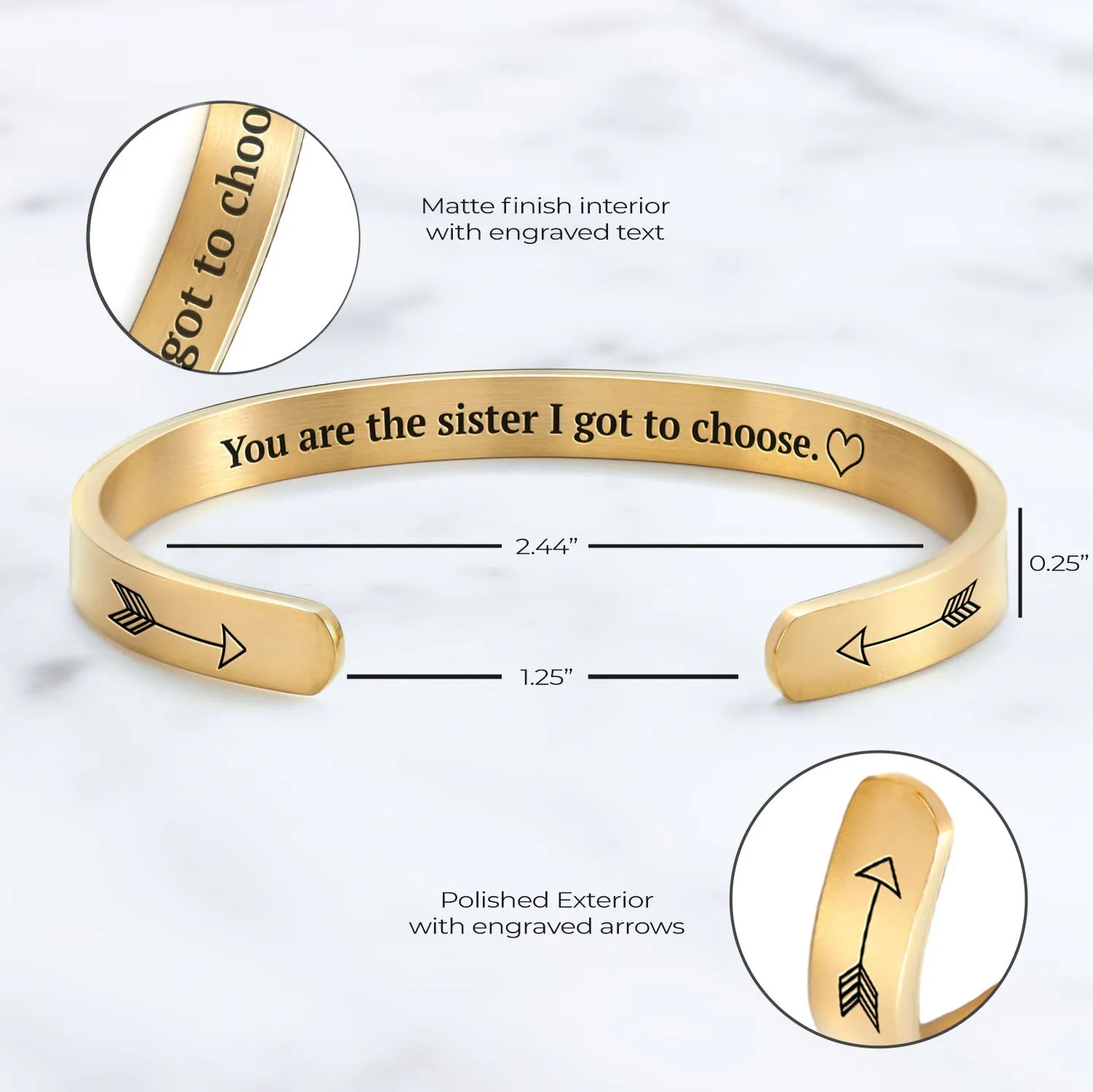 You are the Sister I got to Choose Personalizable Cuff Bracelet