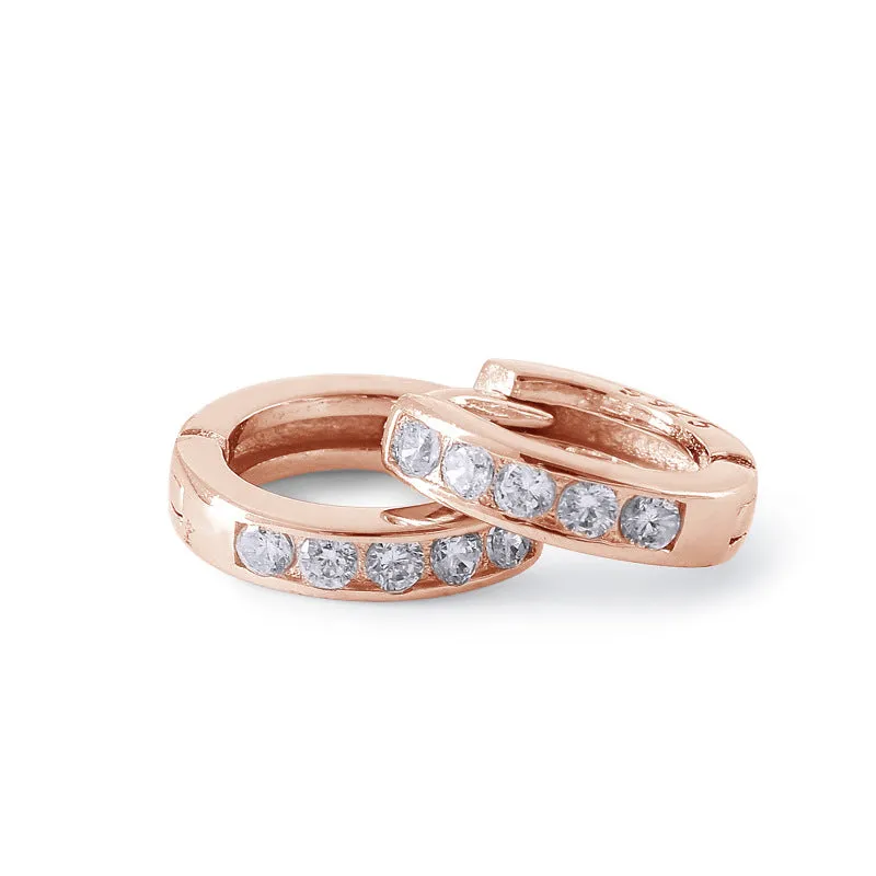 Zircon Circle Silver Hoop Earrings for Women