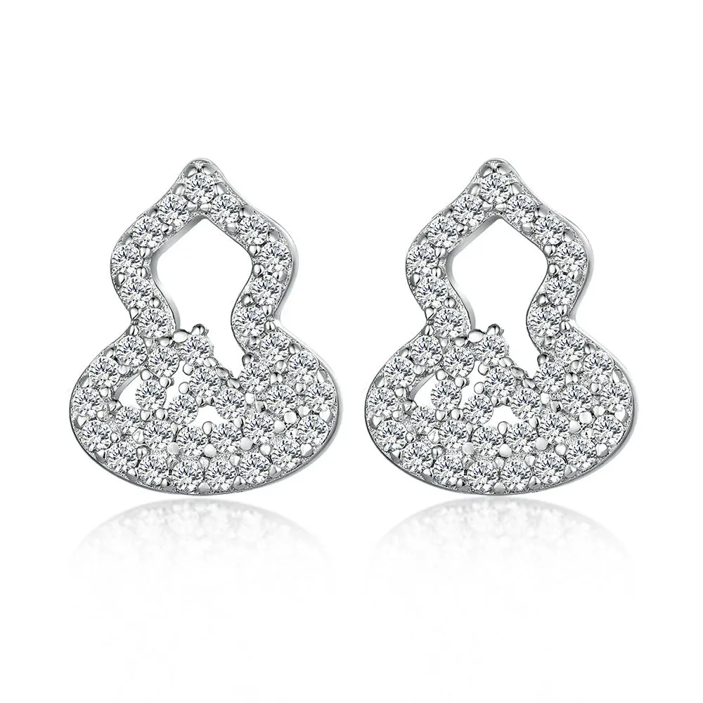 Zircon Gourd Silver Studs Earrings for Women