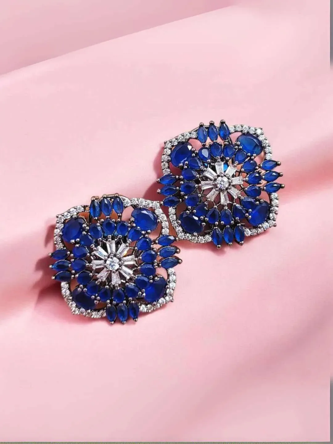Zircon Stone Studded Square Shaped Stud Earrings