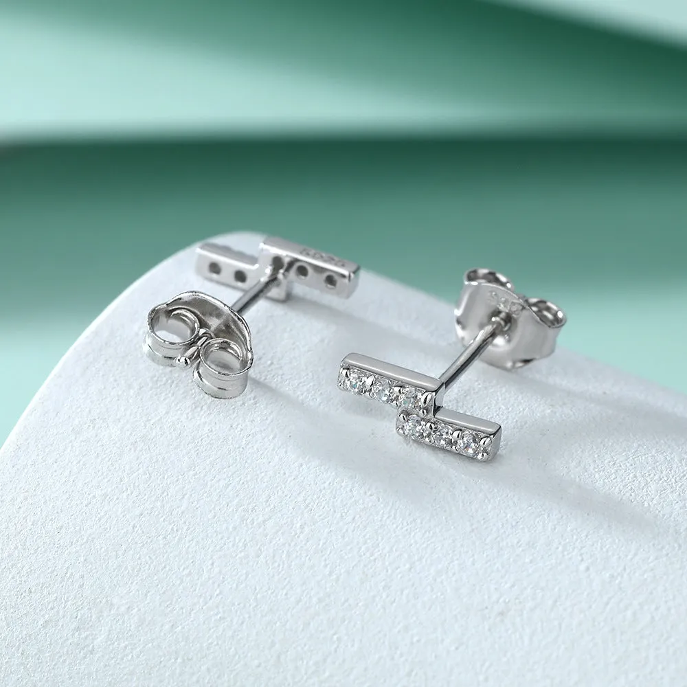 Zircon Z Letter Silver Studs Earrings for Women