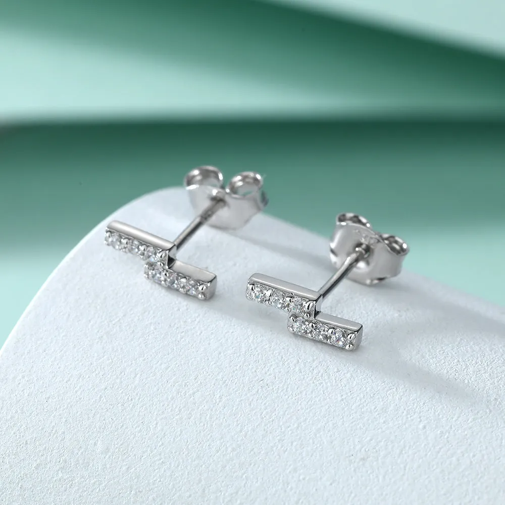 Zircon Z Letter Silver Studs Earrings for Women